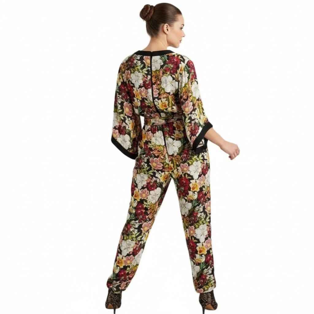 Alice + Olivia Satin Jumpsuit Floral US 0 Elegant Style