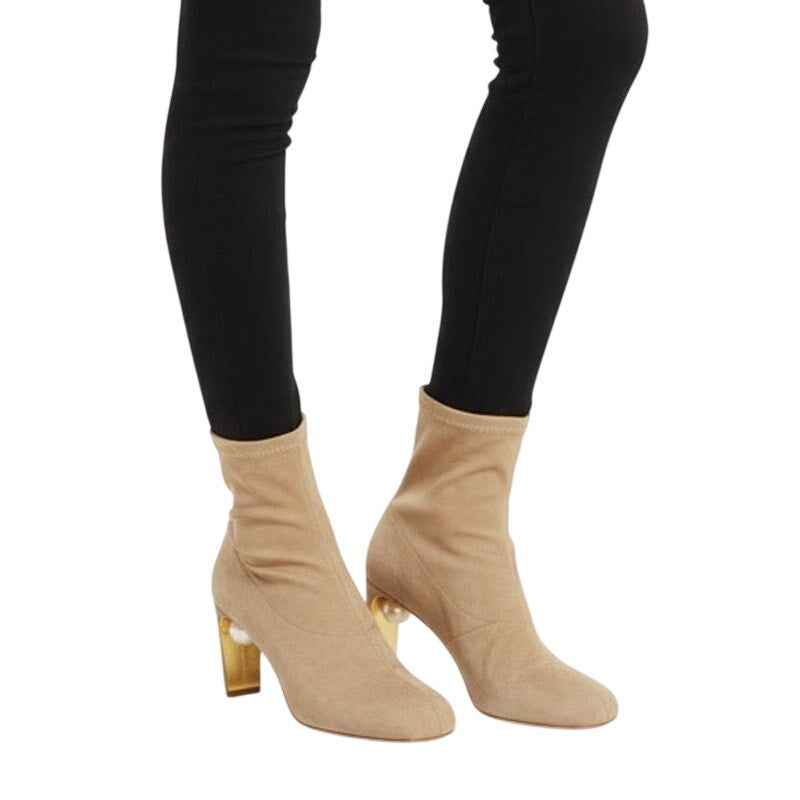 Luxury Ankle Boots for Women - Nicholas Kirkwood's Maeva Brown Stretch Suede