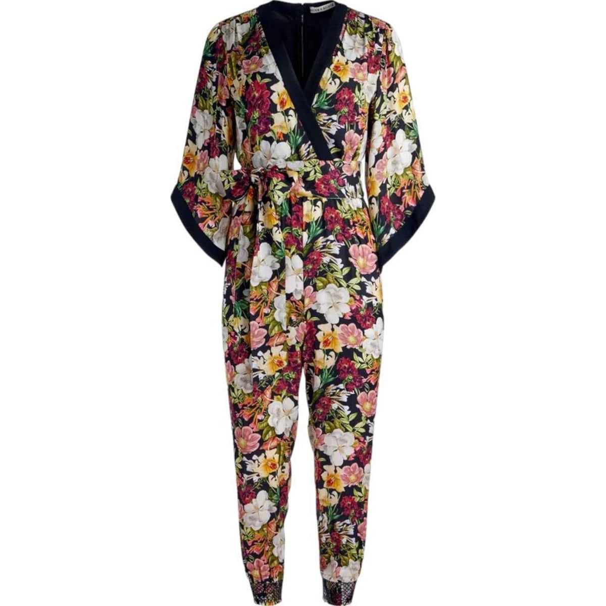 Alice + Olivia Satin Jumpsuit Floral US 0 Elegant Style