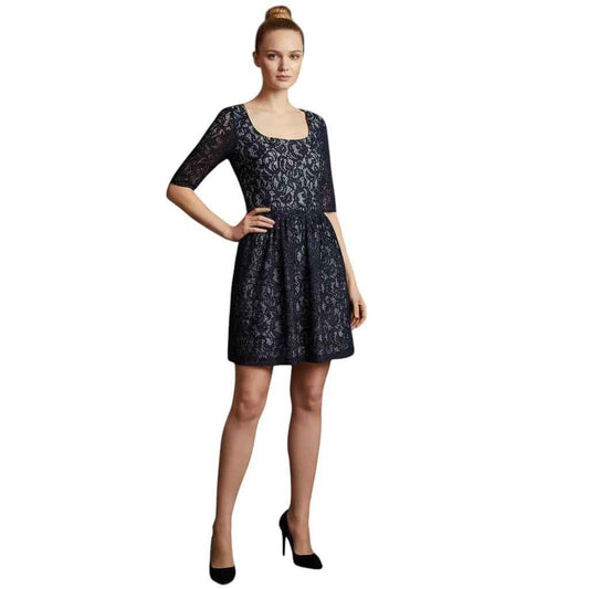 Elevate Your Style with the Carven Blue Lace Mini Dress - Timeless Elegance Redefined