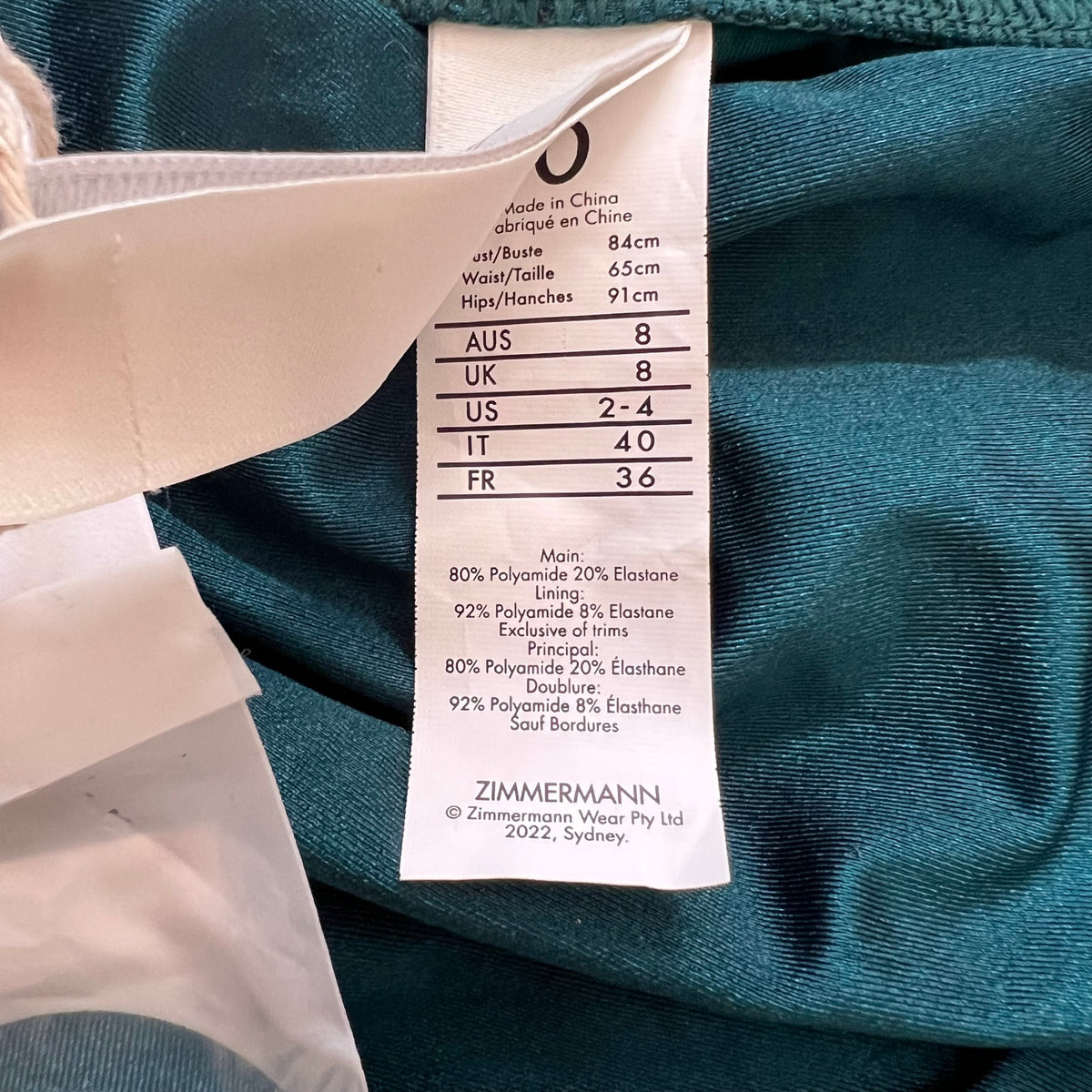 Zimmermann Bandeau Swimsuit Cutout Bow Teal US4 Flattering - Prime Essentials