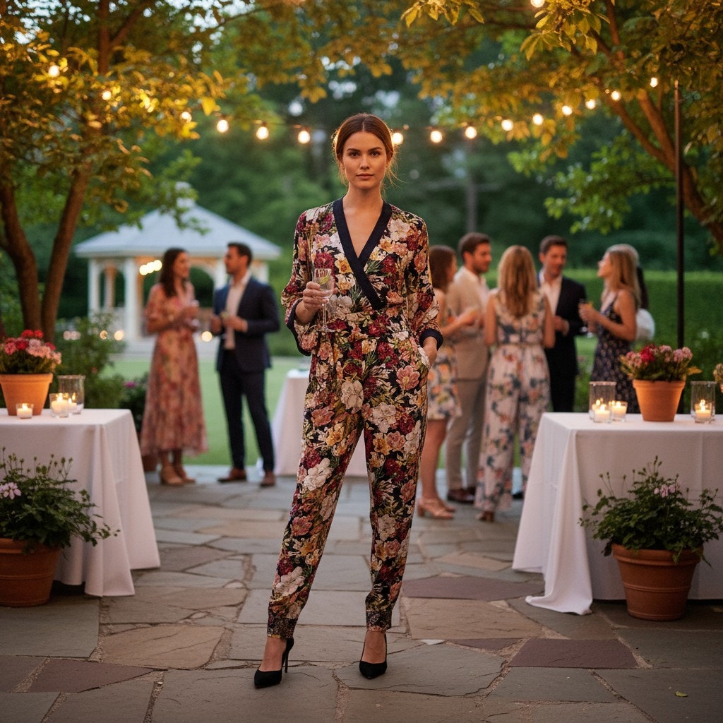 Alice + Olivia Satin Jumpsuit Floral US 0 Elegant Style - Prime Essentials