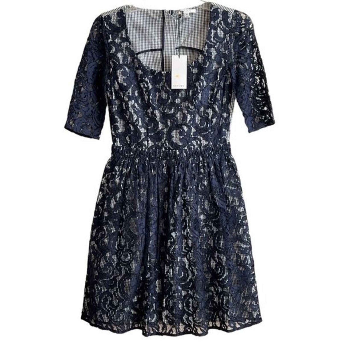 Elevate Your Style with the Carven Blue Lace Mini Dress - Timeless Elegance Redefined